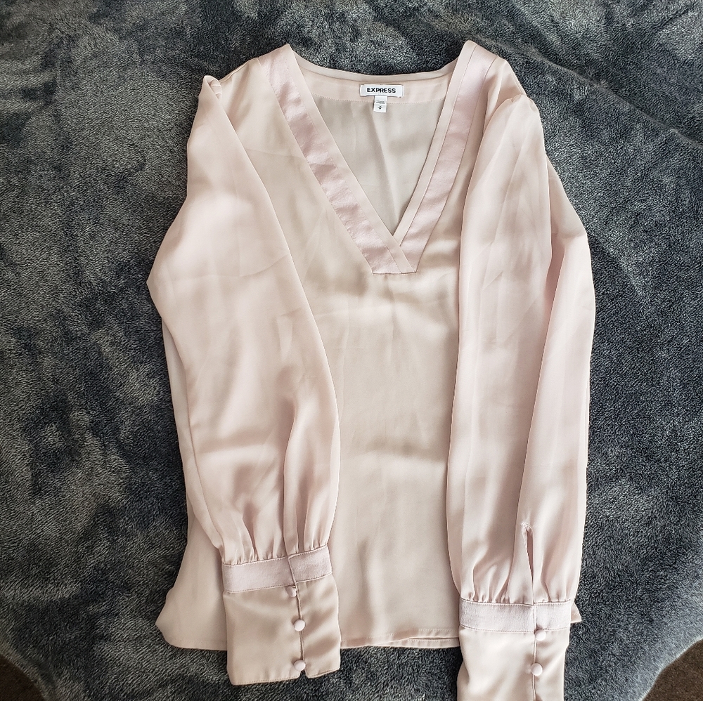 Pink chiffon v neck blouse